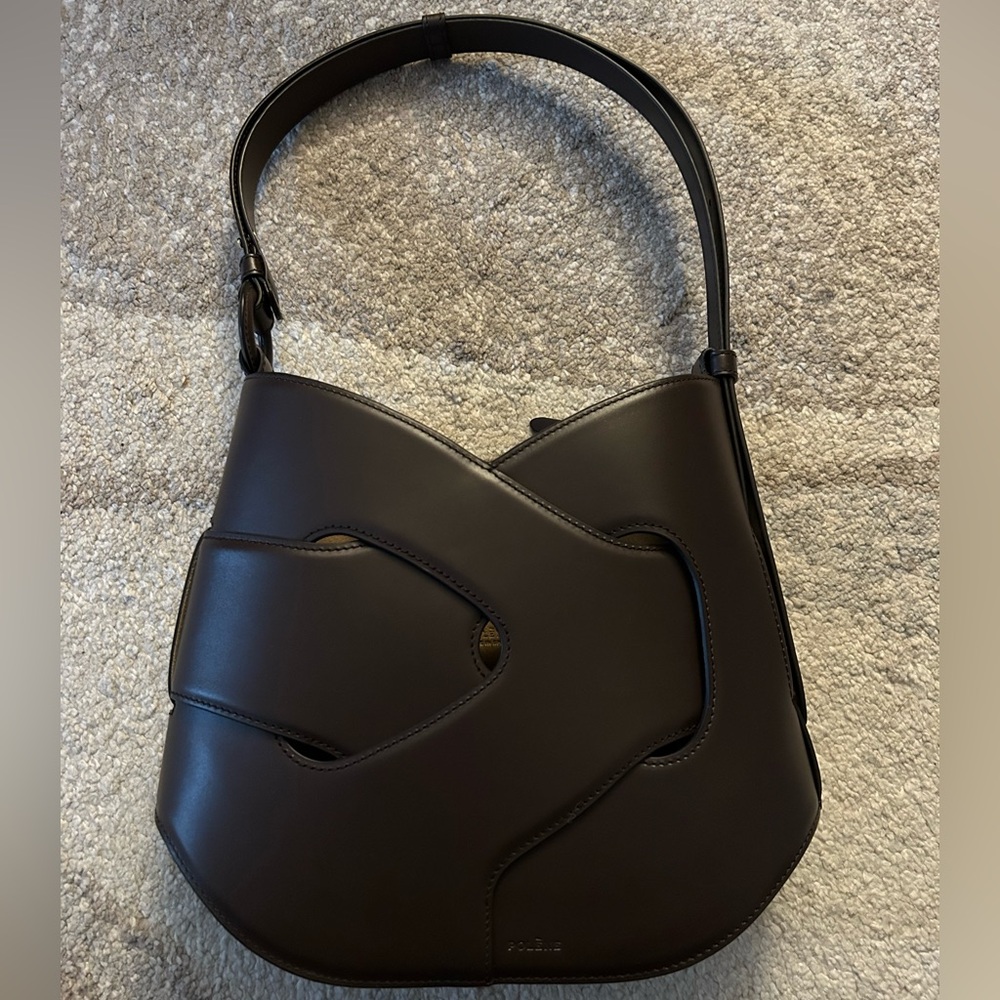 Elegant Polene Nodde Hobo Brown Leather Women's Bag